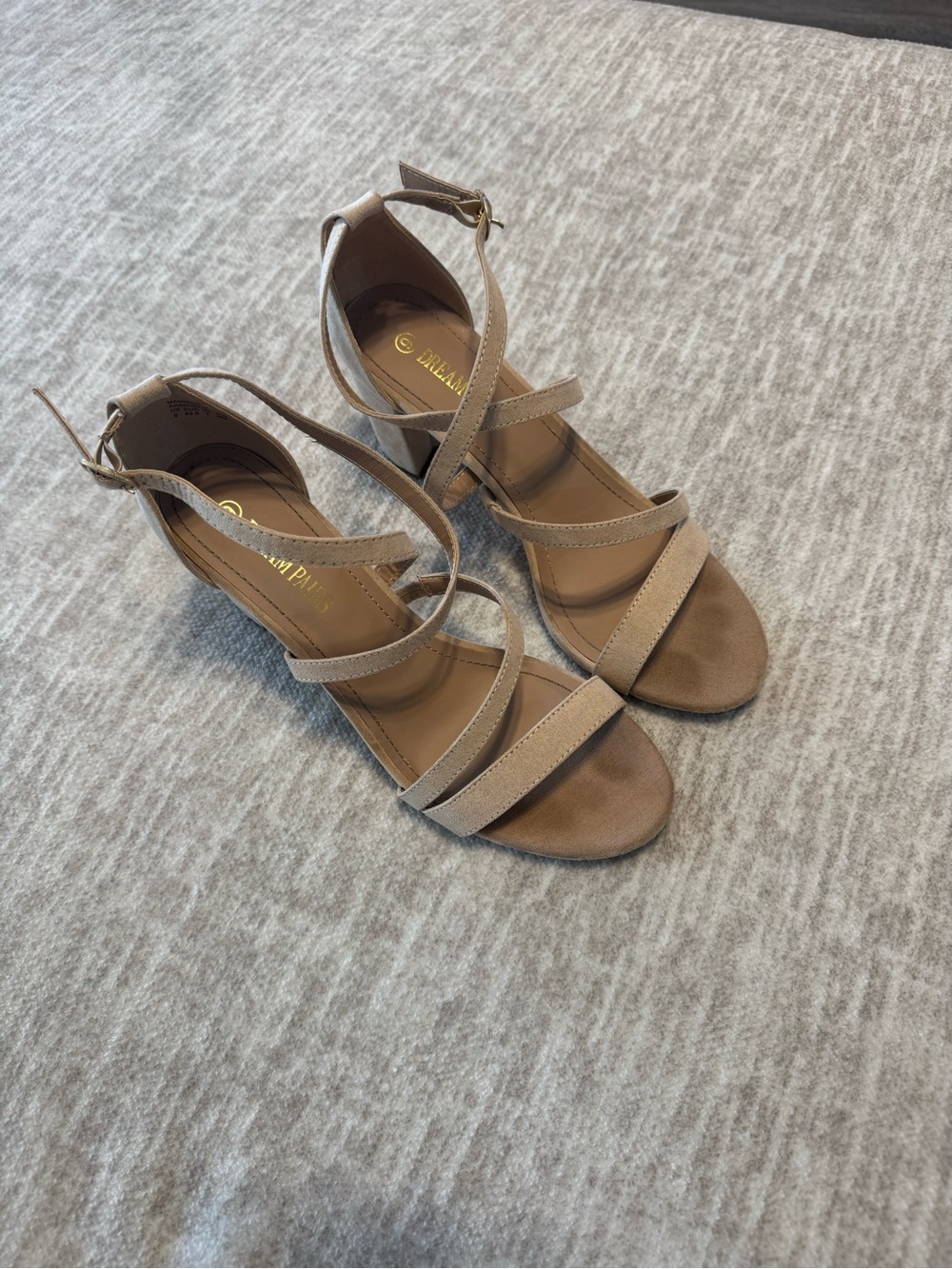 Dream Pairs Taupe Strappy Ankle-Wrap Heeled Sandals